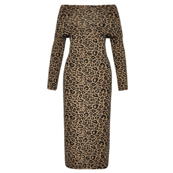 Worth Dresses & Skirts - Worth Leopard Print Off-Shoulder Dress L